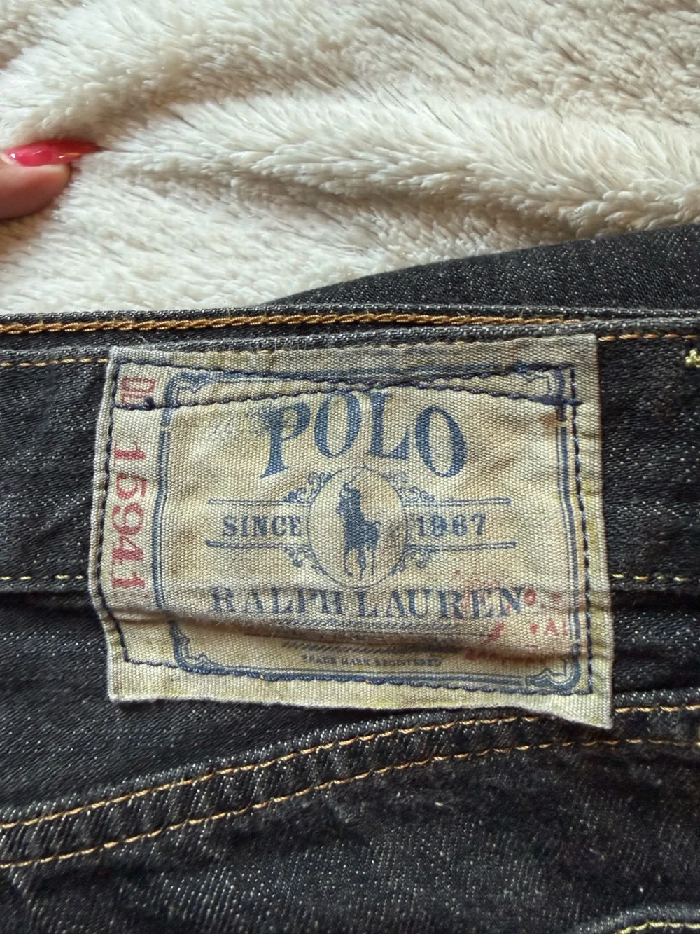Vintage Polo Ralph Lauren Straight Black Men's Jeans with Contrast Stitching
